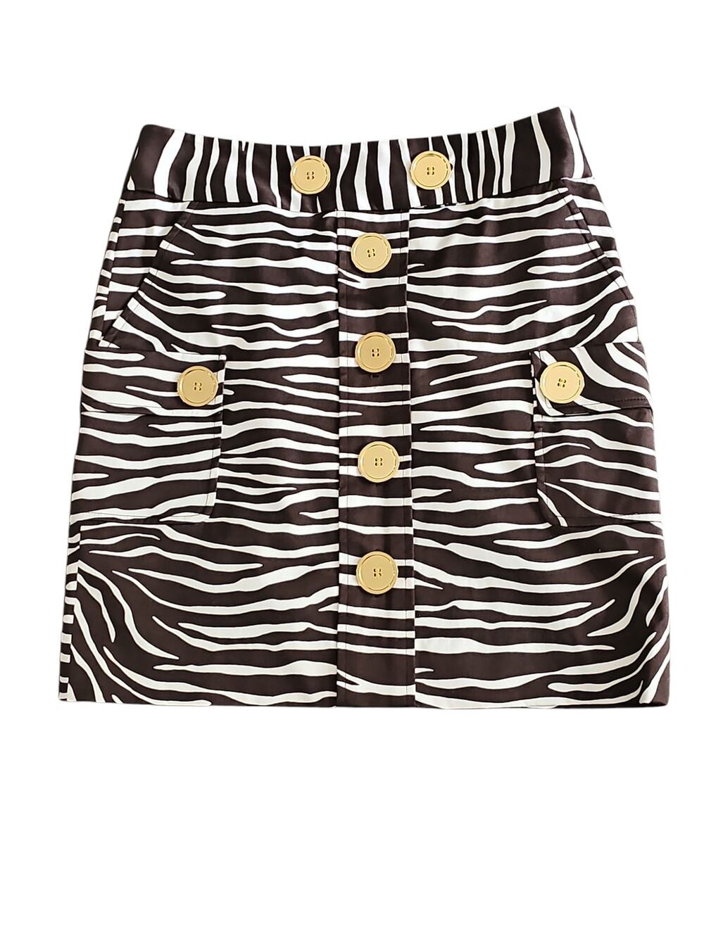 Etcetera Brown /White Animal print skirt size 2 Cotton Spandex